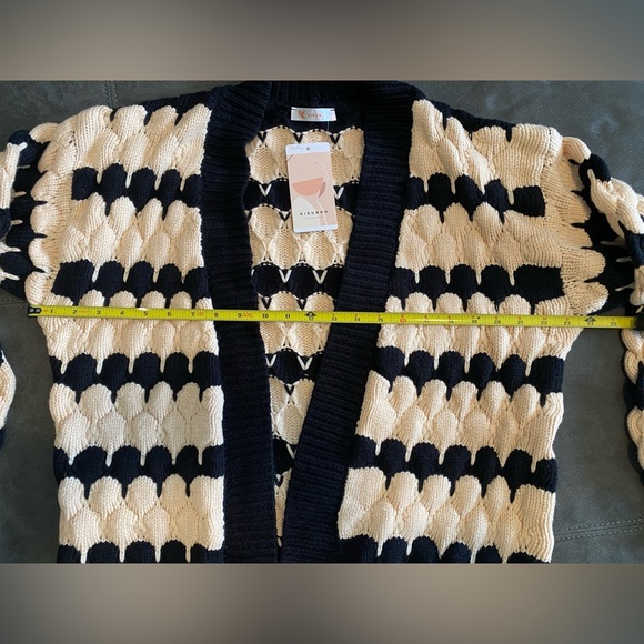 KIRUNDO Cardigan Chunky Lantern Sleeve Open Front NWT SM - Picture 6 of 10